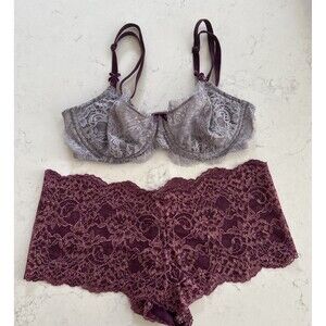 Victoria's Secret Dream Angels Push Up Lace Bra 34C & Panty (M) Set